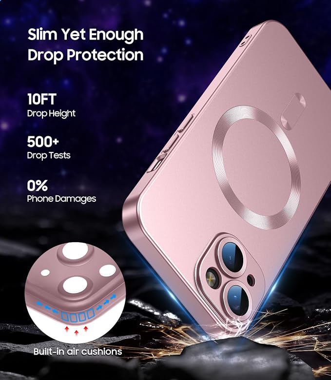 Magnetic for iPhone 15 Case Slim Soft Silicone Bumper Shockproof Metallic Shine