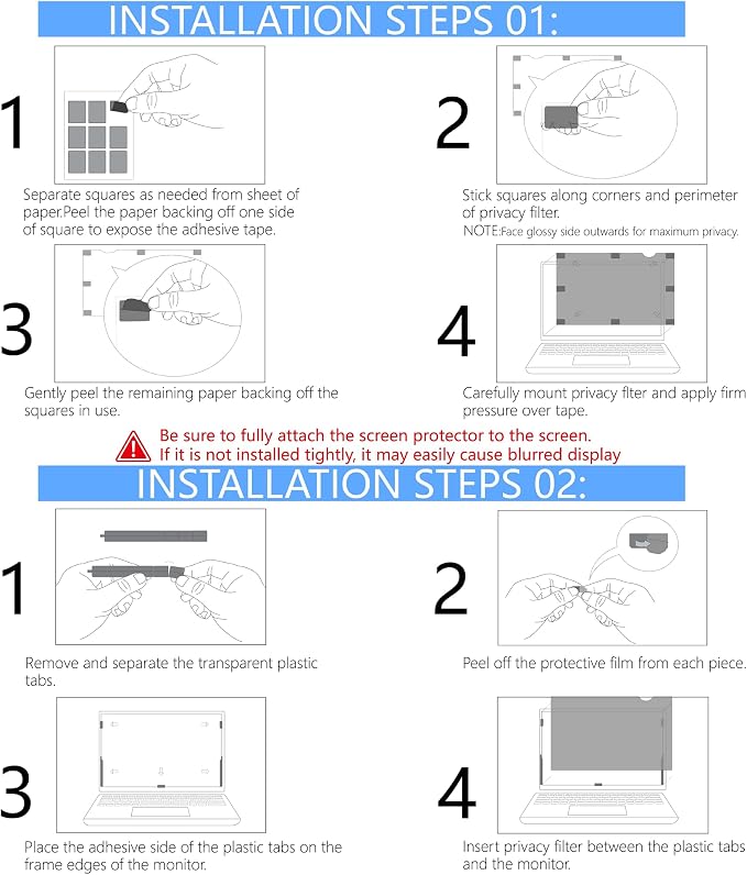 4-Way Laptop Privacy Screen Shield 15.6 Inch, Removable 16:9 Aspect 360°