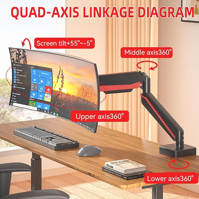 Premium Aluminum Heavy Duty Monitor Arm,
