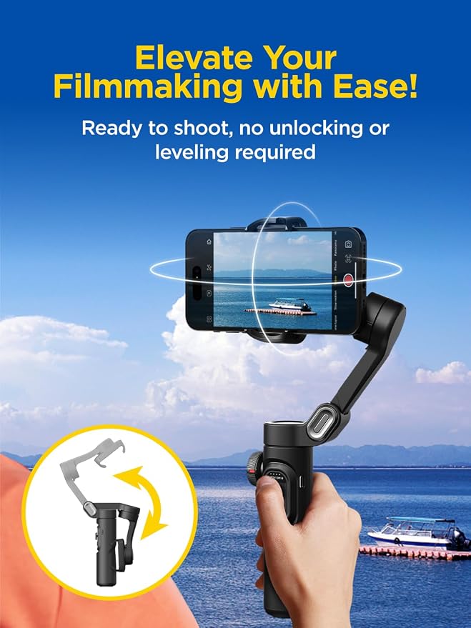 Gimbal Stabilizer for Smartphone, iPhone Gimbal w/Focus Wheel Face/Object