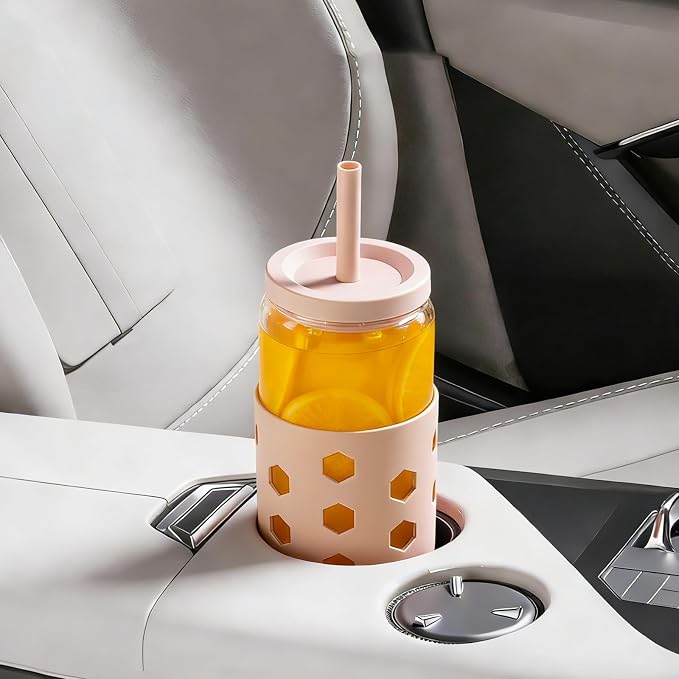Mrsdry 16 oz Glass Cups with Lids and Straws
