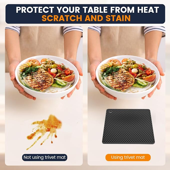 Silicone Trivet Mats 4 Heat Resistant Pot Holders Multipurpose Non-Slip Hot Pads