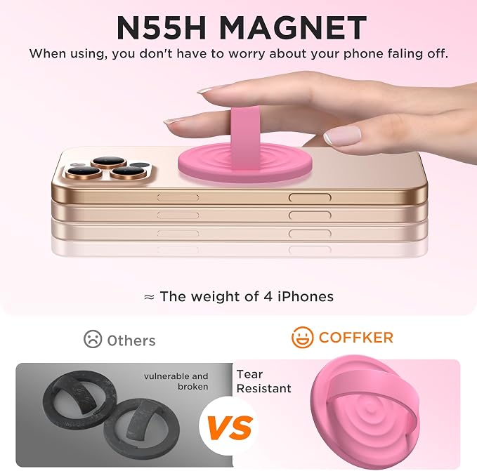 Magnetic Phone Ring Grip Holder, Silicone Finger Loop Grip, Compatible