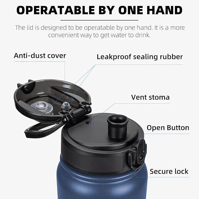 Fanhaw 32 oz Insulated Stainless Steel Water Bottle