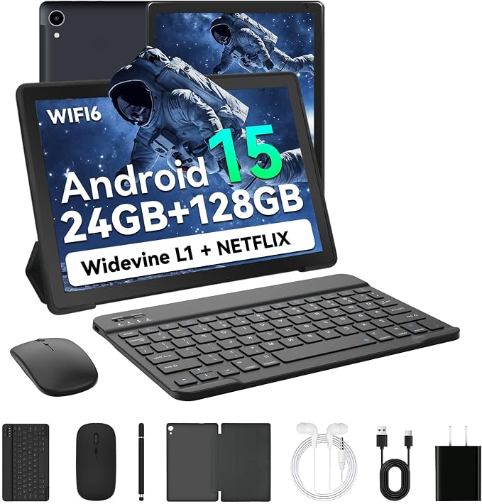 2025 Latest Upgraded Android 15 Tablet 10 Inch, 24GB+128GB+1TB Expand, WiFi 6