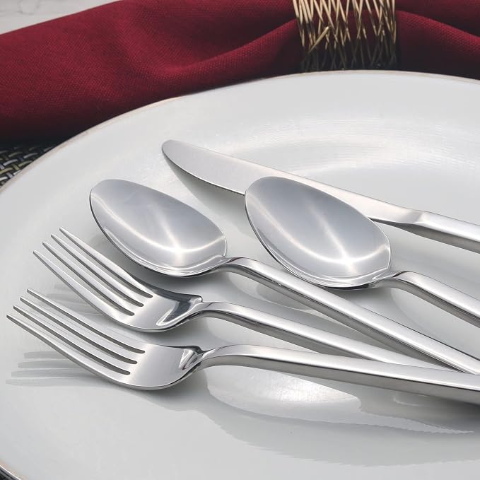 Alata Cube 40-Piece Forged Stainless Steel Flatware Set Cutlery Set, Mirror