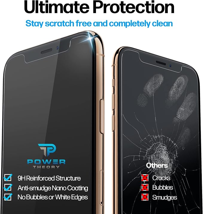 Power Theory Designed for iPhone Xs Max Screen Protector Tempered Glass