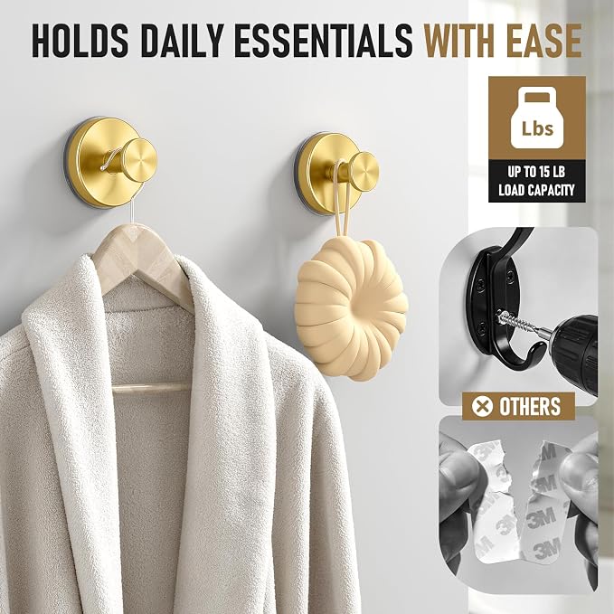 Suction Cup Hooks for Shower, Shower Hooks for Inside Shower, No Drill Bathroom