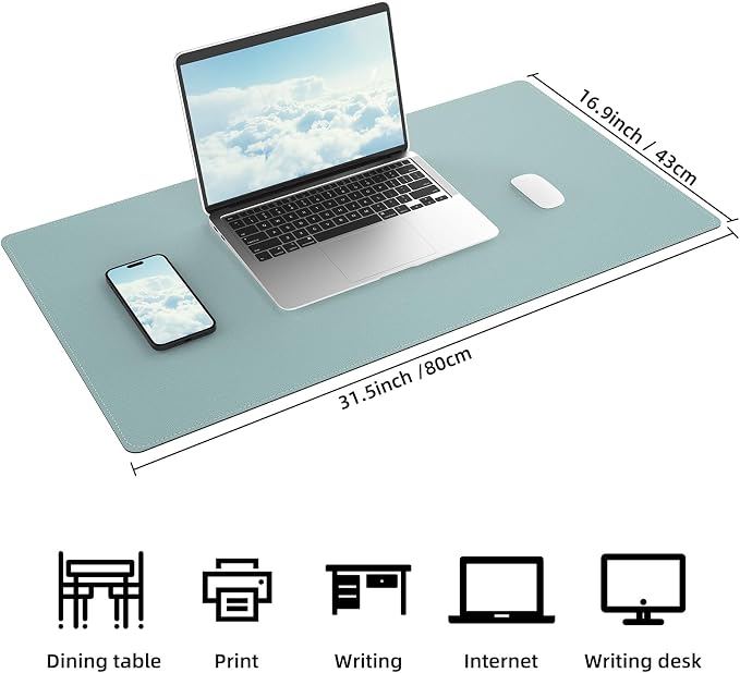 AFIING Dual-Sided Desk Pad, Natural Cork & PU Leather, Desk Mat Protector