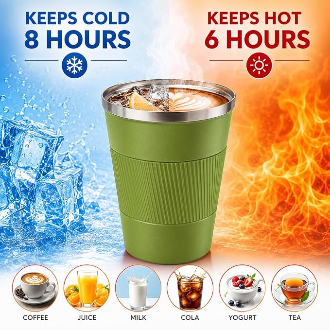 Coffee Mug with Leak Proof Lid, Travel Mug Stainless Steel Tumbler, Double Wall