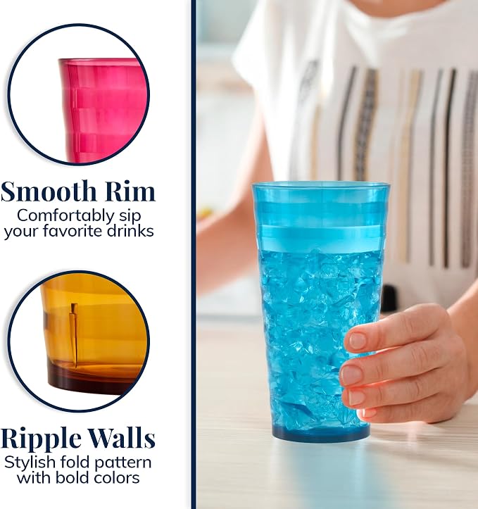 US Acrylic Splash 18 ounce Plastic Stackable Water Tumblers in Jewel Tone