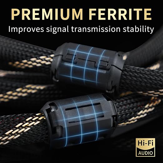 10 AWG Audiophile HiFi Speaker Audio Cable–4N OFC Core, 24K Gold-Plated Banana