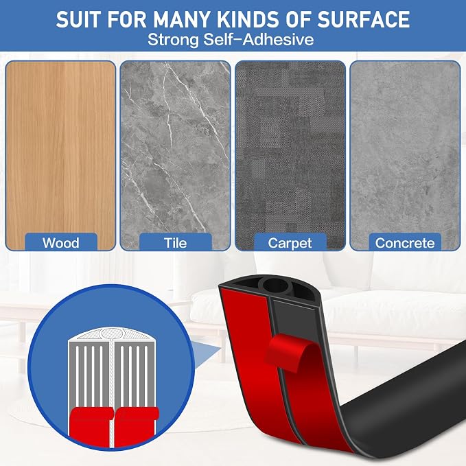 Floor Cord Cover Self Adhesive Cord Hider Floor Extension Cord Covers