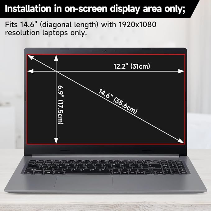 14 Inch 16:9 Laptop Privacy Screen Filter, Anti Blue Light Glare & Anti Scratch