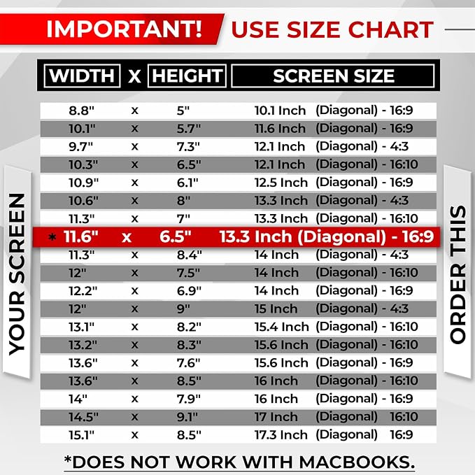 Magnetic Laptop Privacy Screen 13.3 Inch 16:9