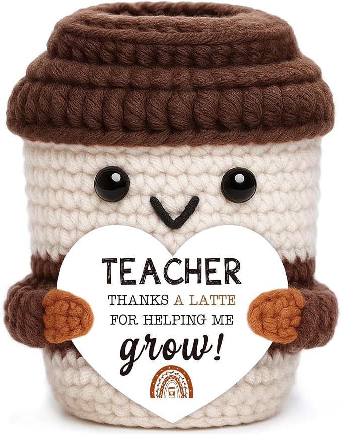 Teacher Gift for Women Men, Appreciation Gift Positive Crochet Coffee Cup |