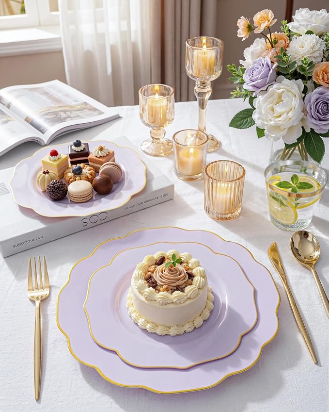 bUCLA 180PCS Purple Plastic Plates