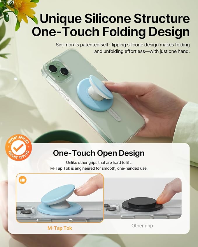 Sinjimoru for MagSafe Phone Grip, Soft Silicone Magnetic Finger Grip for iPhone