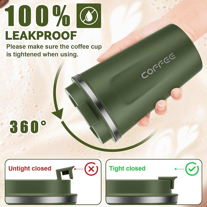 MOMSIV 12oz Travel Coffee Mug, Insulated Coffee Cup