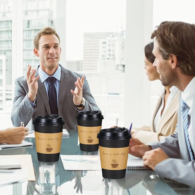 Lamosi 100 Pack 12 oz Coffee Cups, Disposable To Go Paper Cups