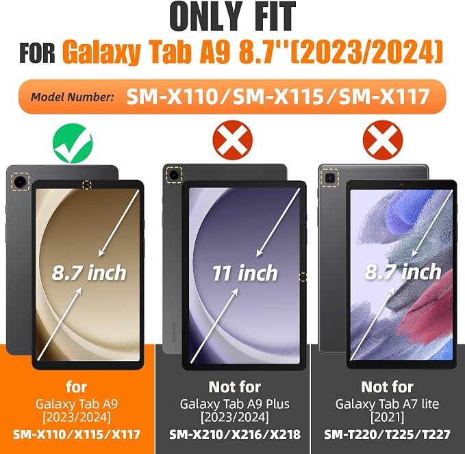 SEYMAC stock Case for Samsung Galaxy Tab A9 8.7'', Full-Body Drop Protection