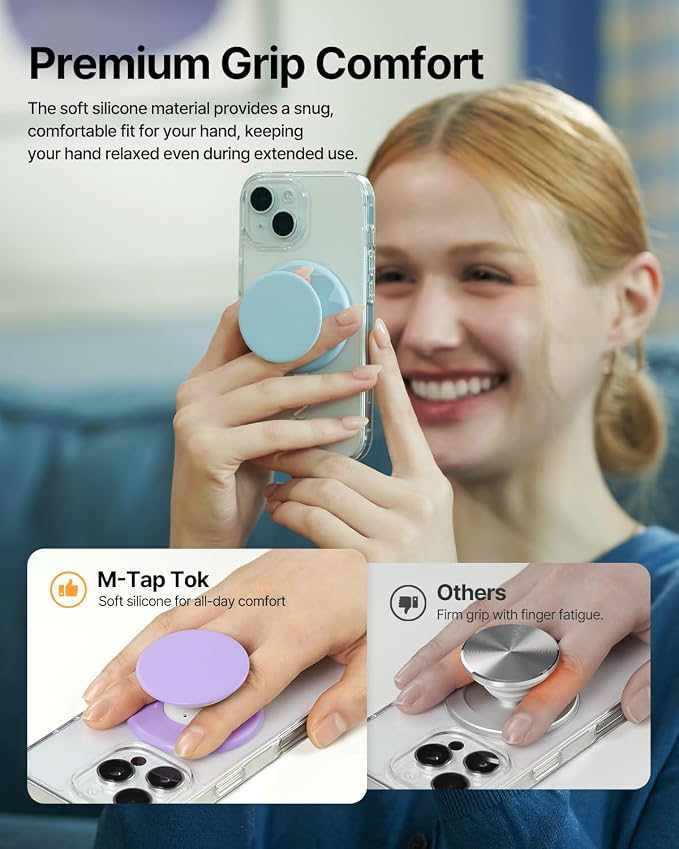 Sinjimoru for MagSafe Phone Grip, Soft Silicone Magnetic Finger Grip for iPhone