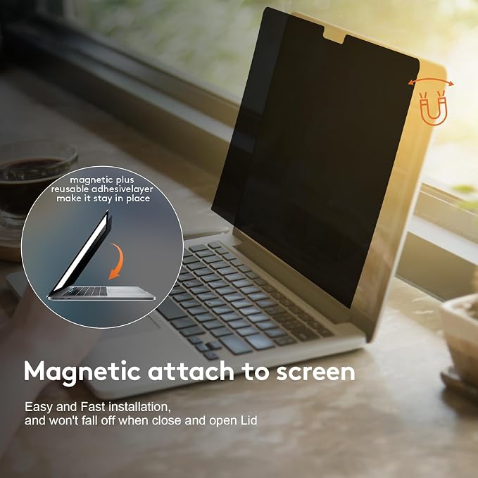 Magnetic Privacy Screen for MacBook Air 15 inch, Detachable Screen Protector