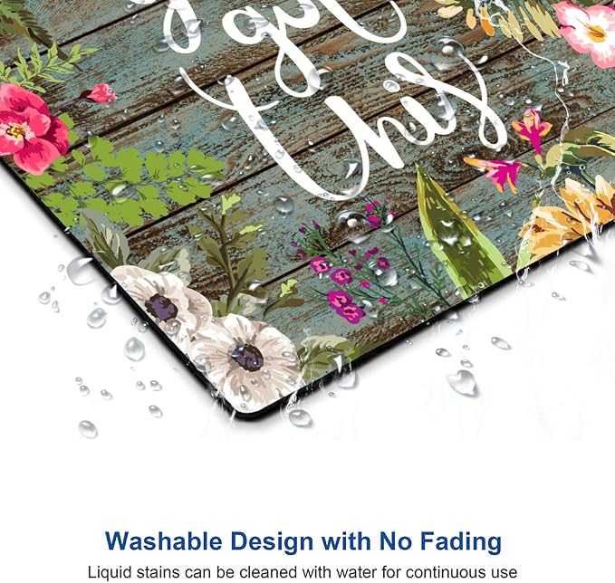 Mouse Pad, Floral Inspirational Quote Mousepad, Square Waterproof Pad Non-Slip