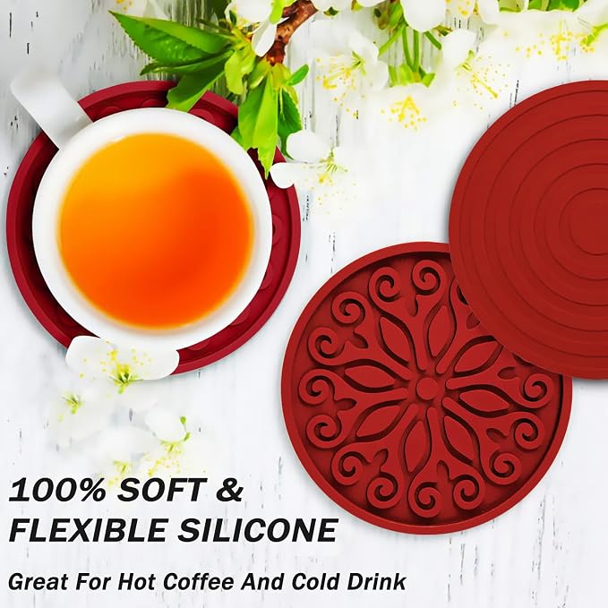 Silicone Coasters for Drinks, Resistant Reusable Drink Coasters-Great Gift for