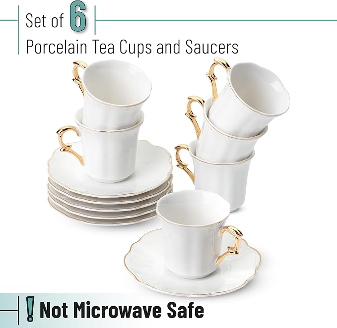 BTaT- Porcelain Espresso Cups Set, 3 oz, 6 Set, Small Coffee Mugs
