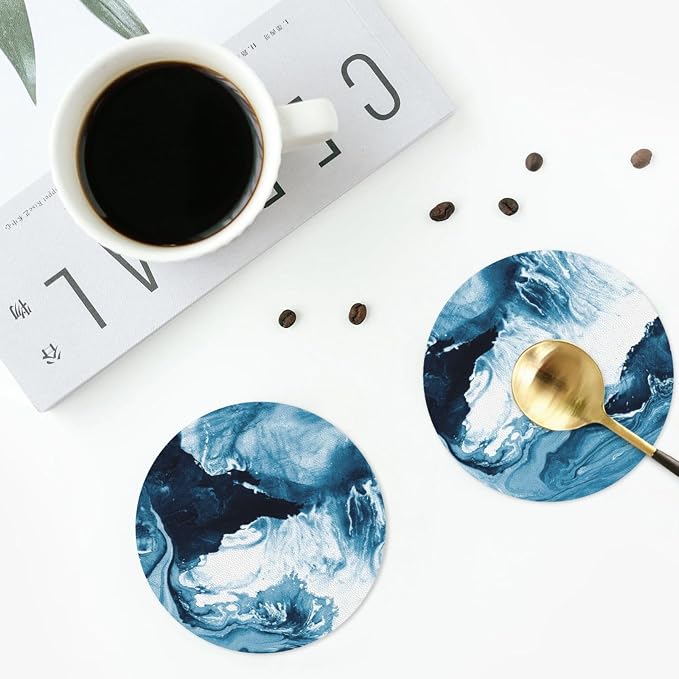 Blue Ocean Marble Coasters Set of 6 Coasters