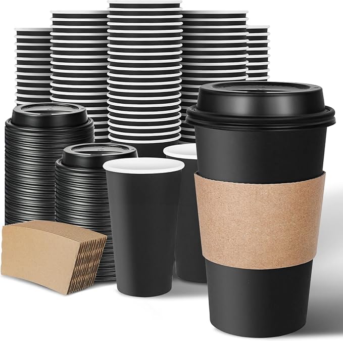 Ginkgo 100 Pack 16 oz Disposable Coffee Cups