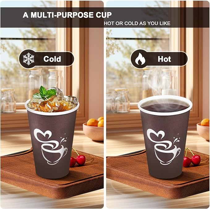 Clawsoff 16 oz 180 Count Paper Coffee Cups Disposable Hot Coffee Cups Brown |