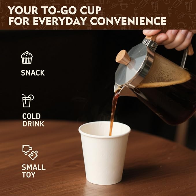 YEEHAW 8 oz 500 Pack Coffee Cups White Paper Cups |