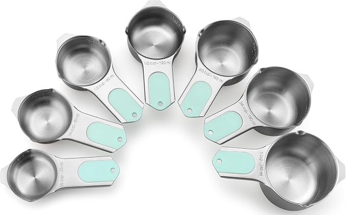 Spring Chef Magnetic Stainless Steel Measuring Cups Set of 7 Patented, Mint |