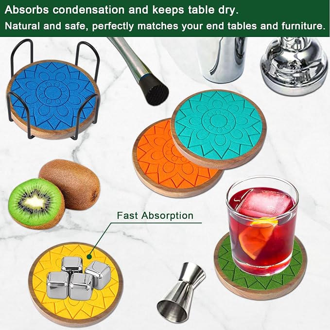 Coasters for Drinks Absorbent 5 Pack, Coasters for Coffee Table