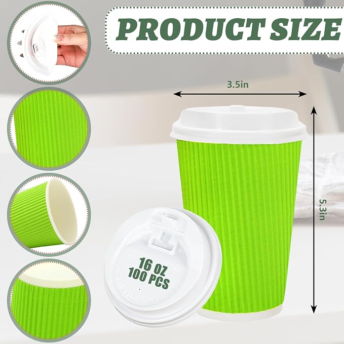 Whaline 100 Pcs Neon Color Disposable Coffee Cups