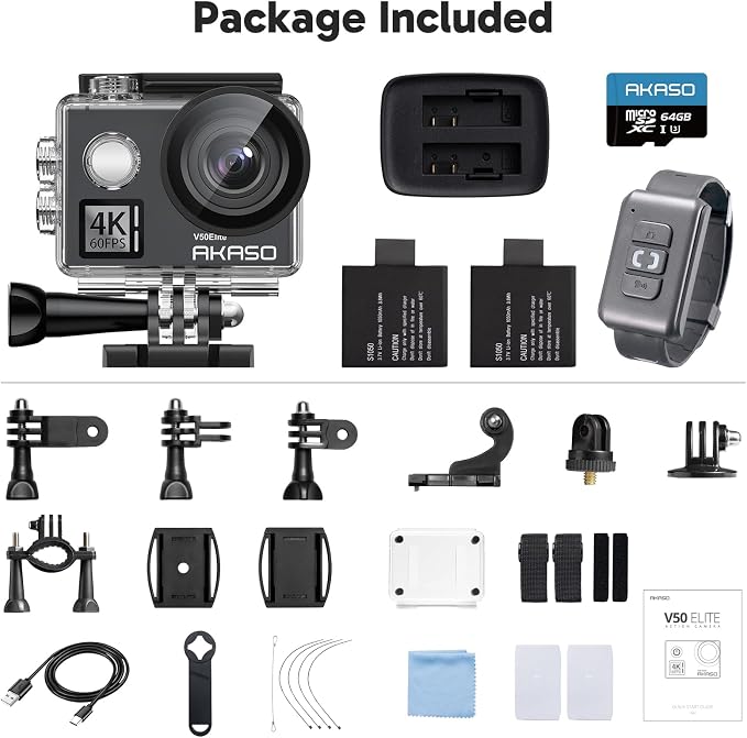 AKASO V50 Elite 4K60fps Touch Screen WiFi Action Camera Voice Control EIS 131