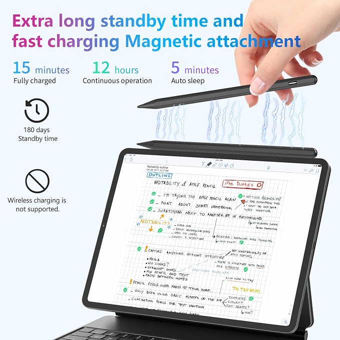 Stylus Pen for iPad 10th 9th 8th 7th 6th Generation, 15Mins Fast Charge for