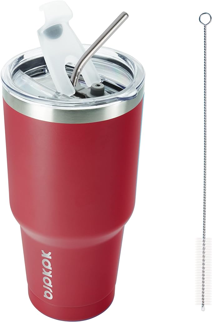 BJPKPK 30 oz Tumbler with Lid and Straw, Insulated Stainless Steel Cup | Double