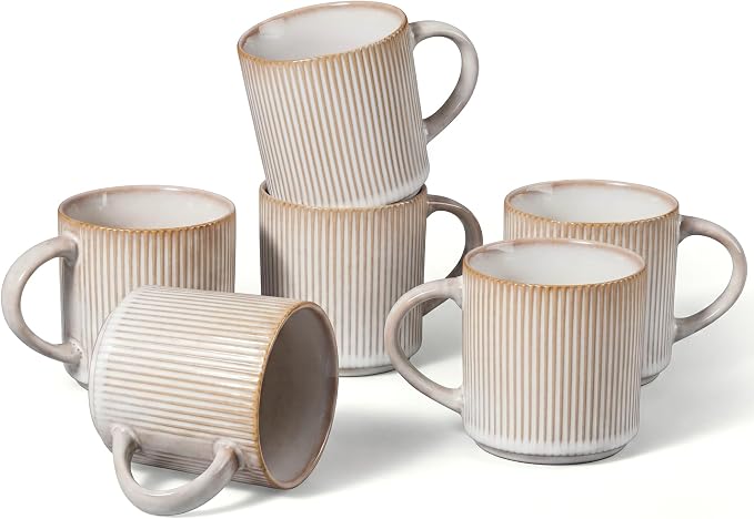E-far 12 oz Coffee Mugs Set of 6, Stoneware Coffee Cups