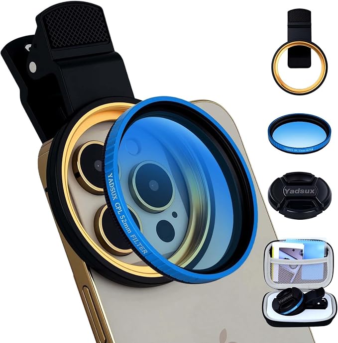 CPL Polarizer Filter, Phone Lens, 52mm Clip-on Polarizing,