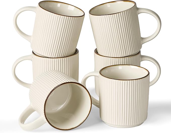 famiware Coffee Mug Set for 6, Star 12 oz Catering Mugs Cup Set