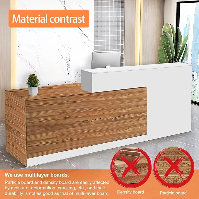 Reception Desk with Counter Modern Checkout Counter with Lockable Drawer