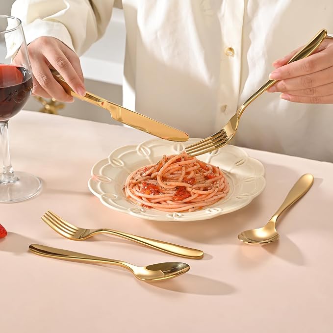 40-Piece Gold Silverware Set, Flatware Set