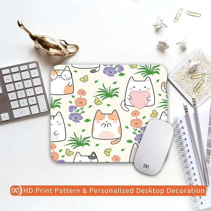 Square Mouse Pad Cute Cat, Personalized Premium-Textured Custom Mouse Mat Design