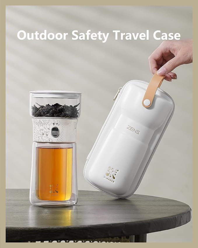 ZENS Glass Tea Infuser Pot, Modern One Touch Tea Maker