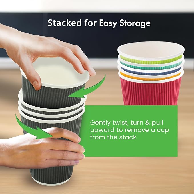 Restaurantware 8 Ounce Double Wall Disposable Coffee Cups, 500 Insulated Light