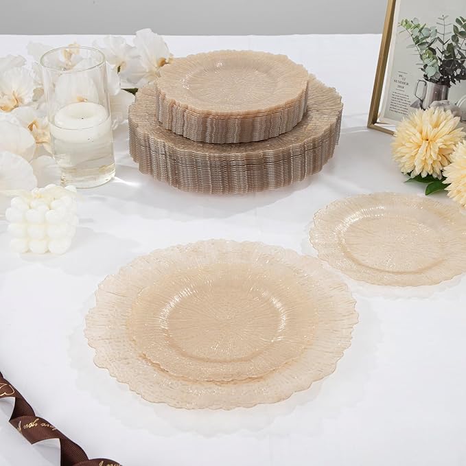 U-QE 60PCS Clear Coffee Plastic Plates