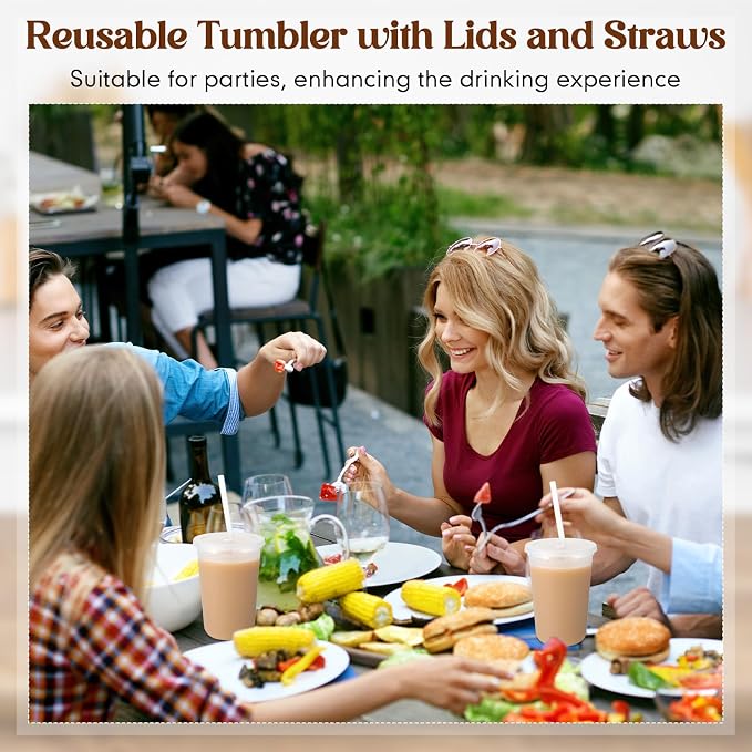 Lounsweer 30 Pcs Clear Reusable Cups